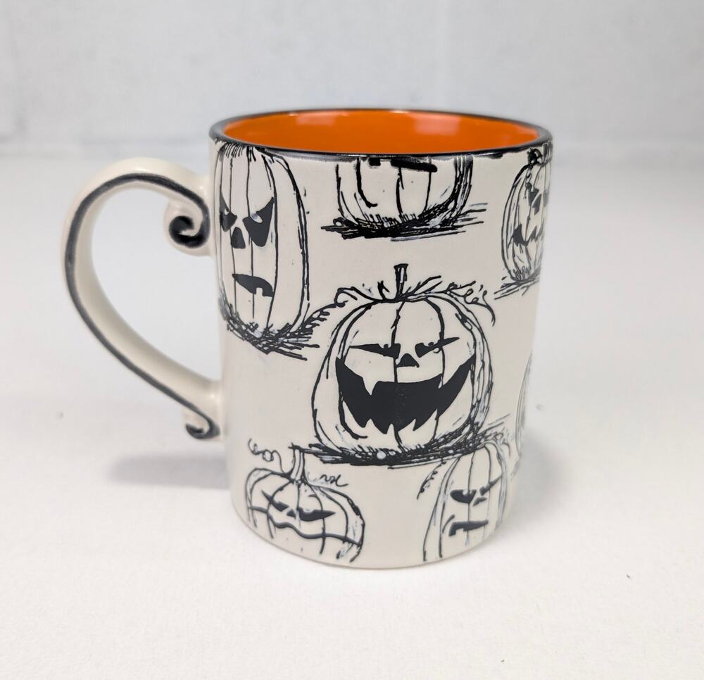 Spectrum Designz "Spooky" Cream & Black Halloween Jack o' Lantern Mug